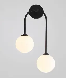 Bedside Wall Lamp Nordic Milkly Glass Wall Lights Indoor Lighting Black