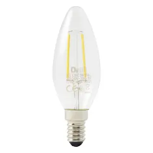 Diall E14 1.8W 250lm Clear Candle Warm white LED filament Light bulb