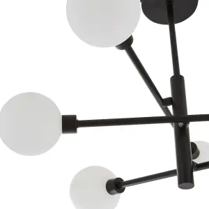 Litecraft Supa Black 6 Arm Stick Semi-Flush Ceiling Light