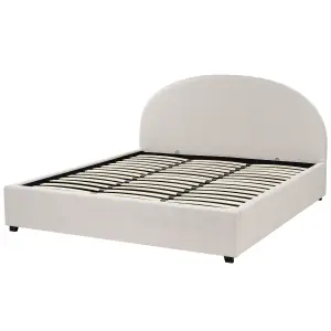 Fabric EU Super King Size Ottoman Bed Light Beige VAUCLUSE