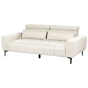 3 Seater Fabric Sofa Cream VEGAMO