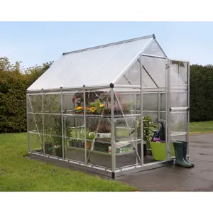 Hybrid 6 Ft W x 8 Ft D Hobby Greenhouse Silver