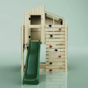 PolarPlay Kids Scandinavian Style Climbing Platform & Playhouse with Slide - Flavia Green