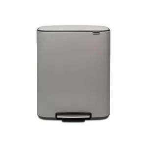 Brabantia Bo 30 Litre + 30 Litre Pedal Bin with Two Inner Buckets Mineral Concrete Grey