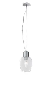 Luminosa FELLINS Globe Pendant Ceiling Light Chrome 18x22cm