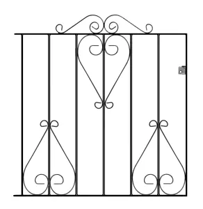 CLEVE Metal Scroll Low Flat Garden Gate 914mm GAP x 914mm High CSZP3