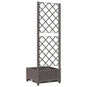 Berkfield Garden Planter with Trellis Brown 40x40x121.5 cm PP