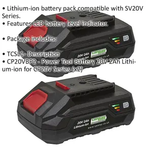 High-Performance 2 Pack Lithium-ion 20V 2Ah Power Tool Batteries for SV20V Series