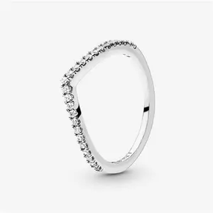 Pandora Sparkling Wishbone Ring - Sterling Silver / Cubic Zirconia - Sz. 50