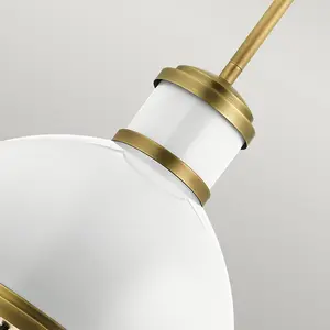 Luminosa Kichler Tollis Globe Pendant Ceiling Light Natural Brass & White