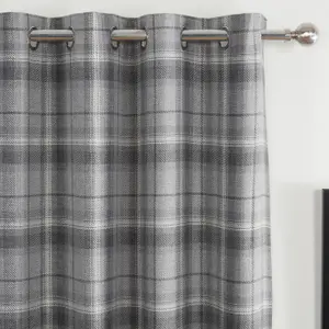 Carnoustie Grey Fabric Eyelet Blackout Curtains