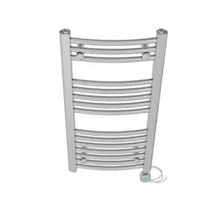 Right Radiators Prefilled Thermostatic Electric Heated Towel Rail Curved Bathroom Ladder Warmer - Chrome 800x400 mm