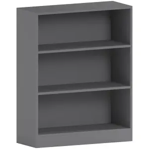 Vida Designs Cambridge Grey 3 Tier Low Bookcase Freestanding Shelving Unit (H)750mm (W)600mm (D)240mm