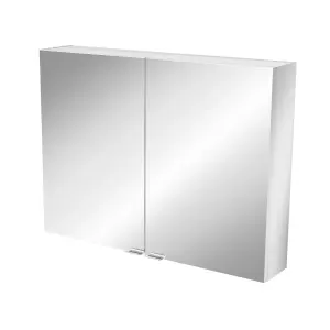 Imandra Compact Matt Mirror effect Double Bathroom Cabinet Mirrored (H)600mm (W)800mm