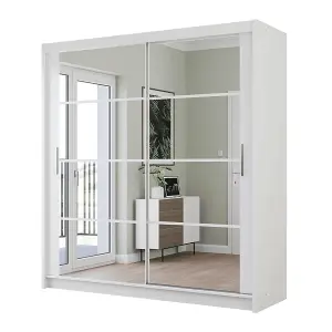 Sliding Door Wardrobe DAKOTA 203 cm White