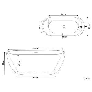 Freestanding Bath 1500 x 750 mm Black NEVIS