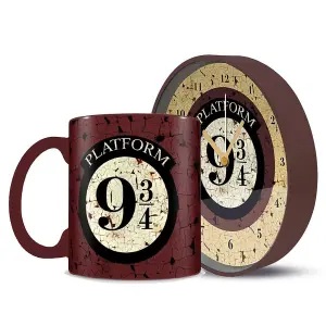 Harry Potter Platform 9 3/4 Mug and Clock Set Brown (One Size)