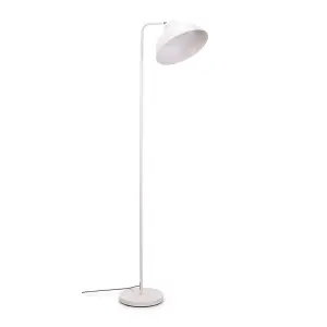 ValueLights Morris White Metal Stem Standing Floor Lamp with Angled Dome Shade for Living Room office - LED Bulb Included