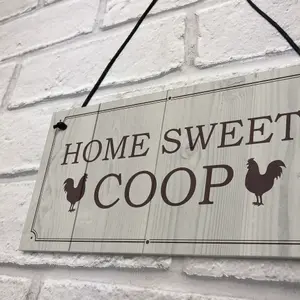 Funny Chicken Sign HOME SWEET COOP Outdoor Garden Sign For Chicken Hens