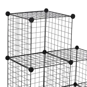 HOMCOM DIY 6 Cube Metal Wire Rack Interlocking Storage Cabinet Organiser Display