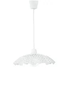 Luminosa CASHMERE Wire Frame Pendant Ceiling Light White 42x30cm