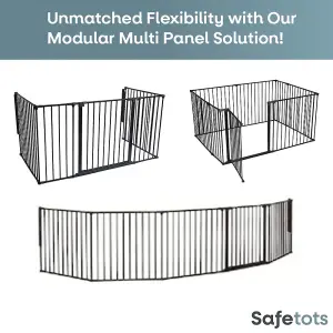 Safetots Premium Multi Panel Play Den, 72cm x 105cm, Grey, 70cm High, Baby Playpen, Play Den for Toddlers, Large Playpen