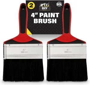 2pk 4 Inch Paint Brushes for Interior & Exterior Painting, Large Paint Brush, Ideal As Fence Paint Brushes