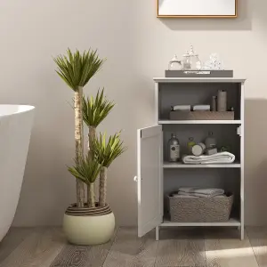 COSTWAY Bathroom Side Cabinet with Single Door and Open Shelf