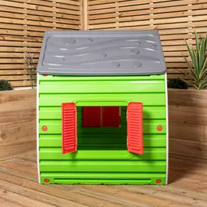 1.09m Grey & Green Kids Indoor Outdoor Plastic Wendy House Magical Playhouse