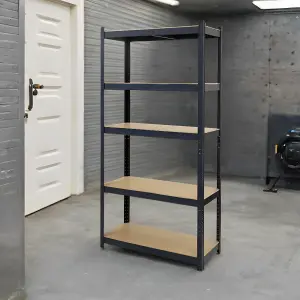 House of Home Garage Shelving Unit Heavy Duty 5 Shelf Steel & MDF Black Heavy Duty  (H) 1500mm x (W) 700mm