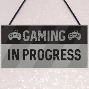 Novelty Gaming In Progress Sign For Boys Bedroom Man Cave Gamer Gift For Son