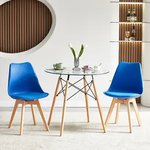 Nero Upholstered Dining Chair (Set of 2) Blue / Oak