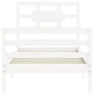 Berkfield Bed Frame with Headboard White 90x200 cm Solid Wood