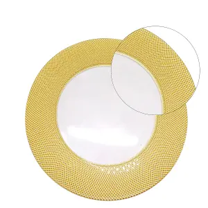 Neel Blue Charger Plates for Table Decoration - Checkered Gold