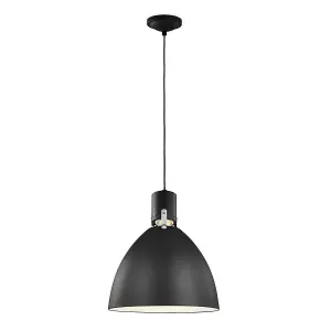 1 Bulb Ceiling Pendant Light Fitting Matte Black LED 8W Bulb