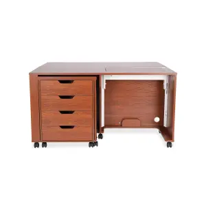 Laverne & Shirley Fold-away Sewing Cabinet with Drawers in Teak