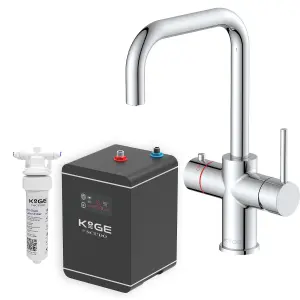 KOGE 98c Boiling Water Tap 3-in-1 Square Spout Chrome with Tank and Filter