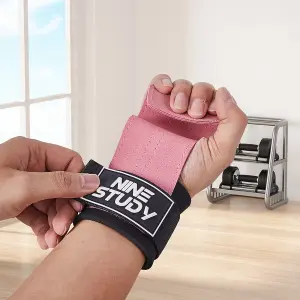 Pink Wrist Straps Weight Lifting Gloves