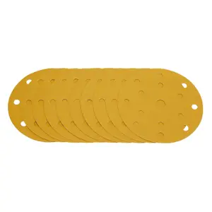 Draper Gold Sanding Discs with Hook & Loop, 150mm, 240 Grit, 15 Dust Extraction Holes (Pack of 10) 08476