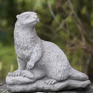 Otter Stone Statue British Made Outdoor Garden Ornament