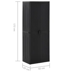 Berkfield Garden Storage Cabinet Black 65x45x172 cm PP Rattan