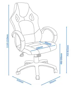 Daytona office chair with wheels in blue / black