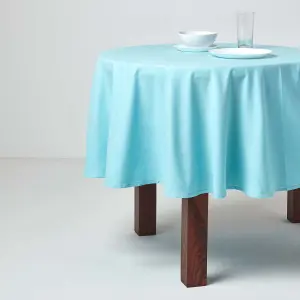 Homescapes Blue Cotton Round Tablecloth 178 cm