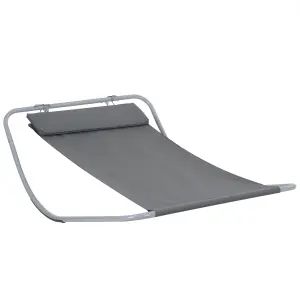 Outsunny Single Textilene Outdoor Hammock Bed Patio Sun Lounger Rocker Grey