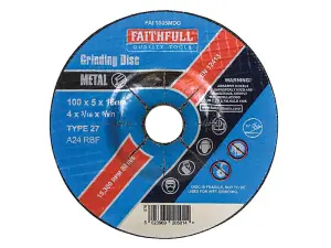 Faithfull  Depressed Centre Metal Grinding Disc 100 x 5 x 16mm FAI1005MDG