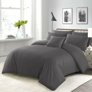 Luxury Plain Duvet Cover 3-Piece Reversible Grey Super Soft & Breathable  Quilt Bedding  Set Single Double King Super King Sizes