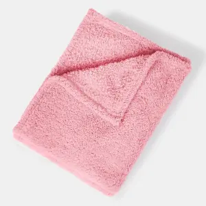 Brentfords Teddy Fleece Blanket Large Throw Over Bed, Pink - 150 x 200cm