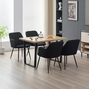 Colorado Dining Table with 4 Black Charlotte Velvet Chairs