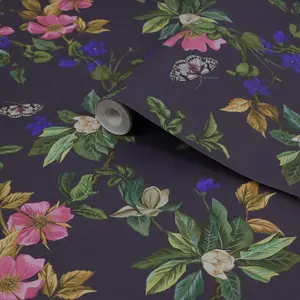 Joules Blue Woodland floral Smooth Wallpaper Sample