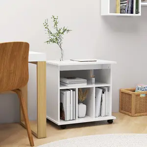 Berkfield Rolling Cabinet High Gloss White 60x45x60 cm Engineered Wood